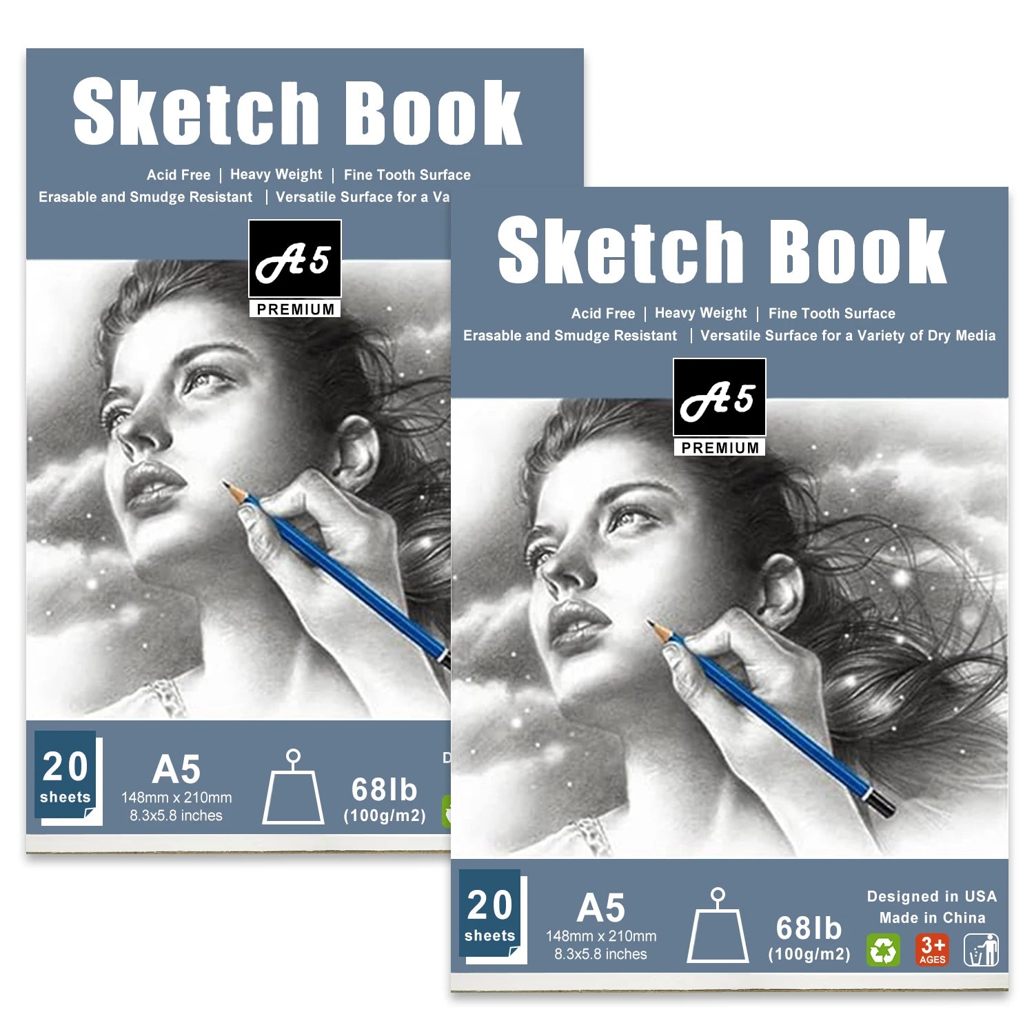 2pcs/30 Sheet Thick Spiral Sketchbook