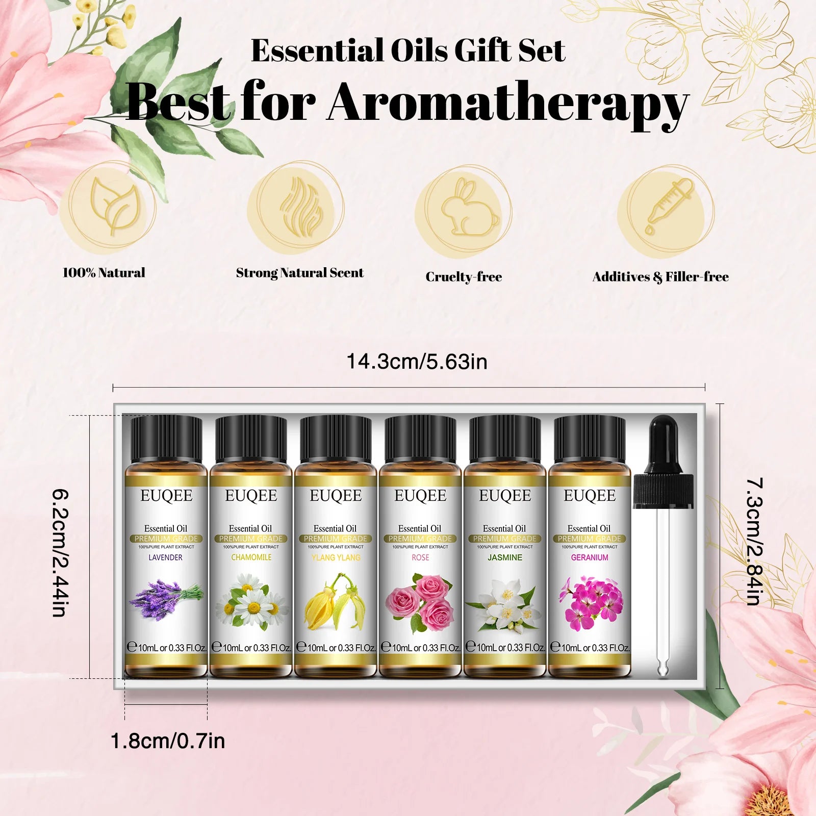 EUQEE Floral Essential Oil Set - 6 Bottles