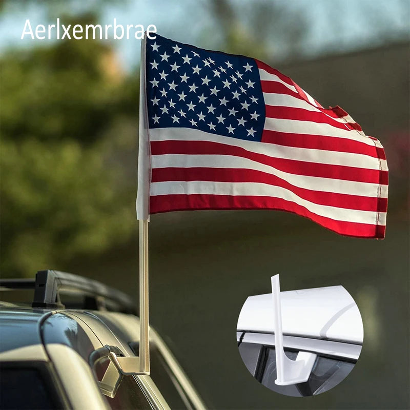 American Car & Window Flag with Plastic Pole