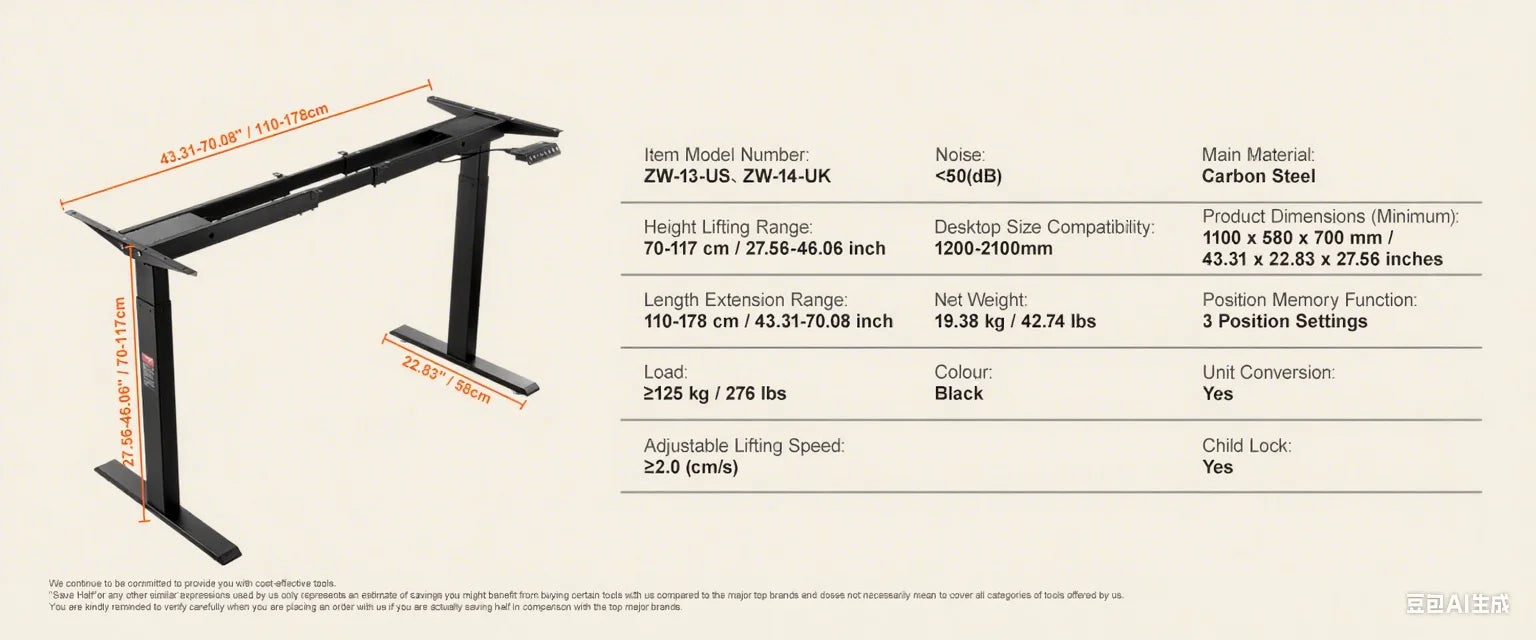 SucceBuy Electric Standing Desk Frame –