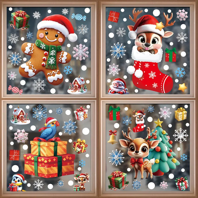 Christmas Snowflake & Santa Window Clings