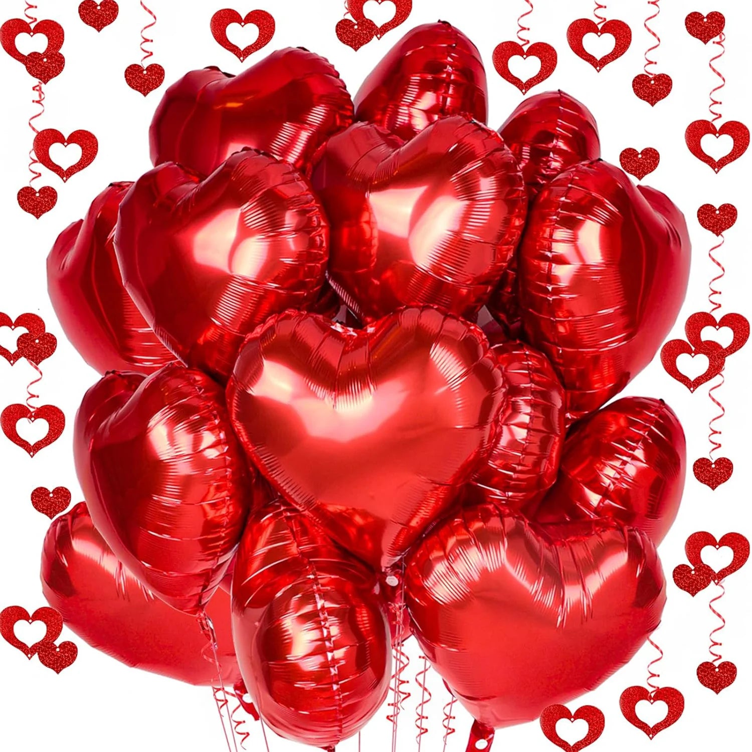 Red Heart Foil Balloons 18inch Party Decor