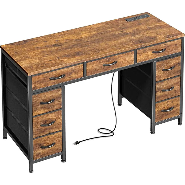 47" Office Desk with Outlets & Drawers