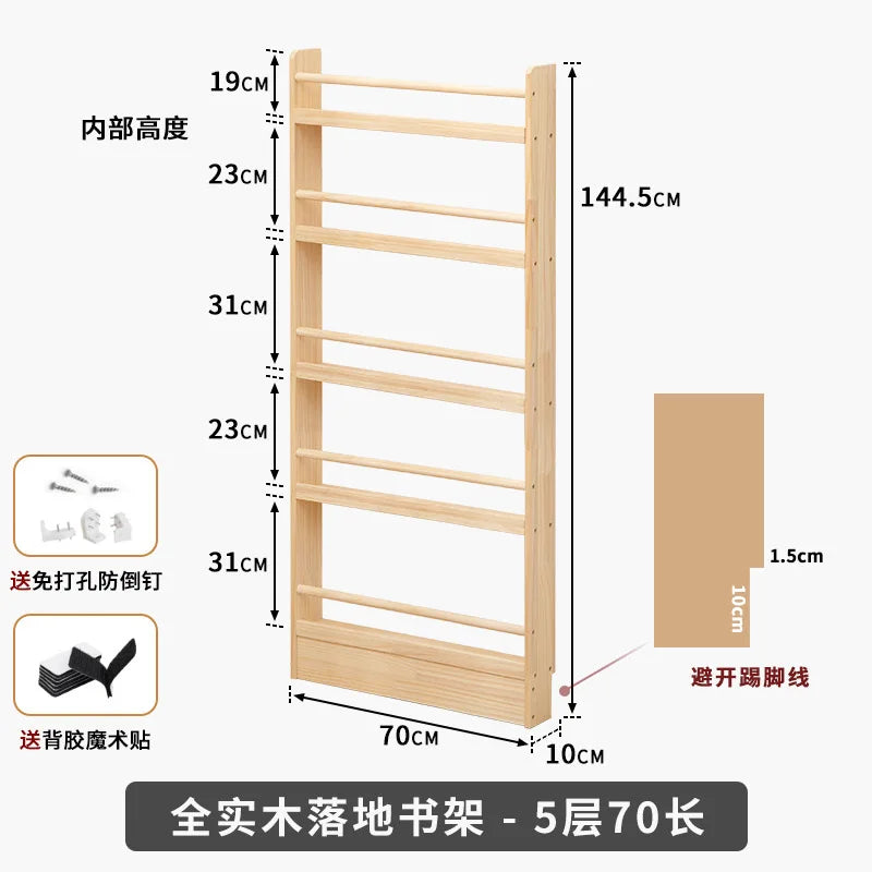 Solid Wood Narrow Bookshelf