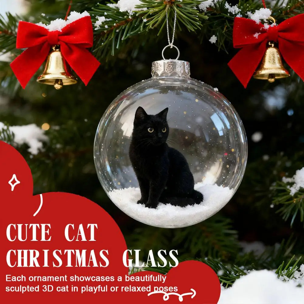 Cat Acrylic Christmas Ball Ornament