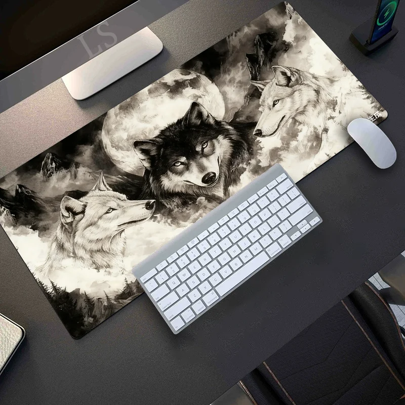 Large Wolf Pattern Gaming Desk Mat