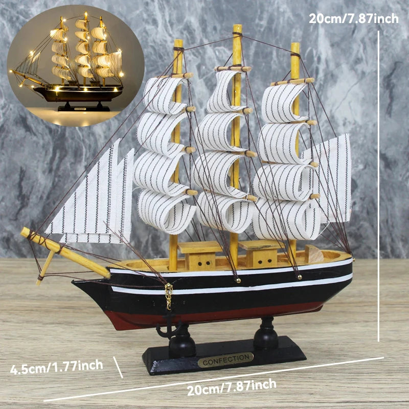 LED Wooden Sailboat Decor