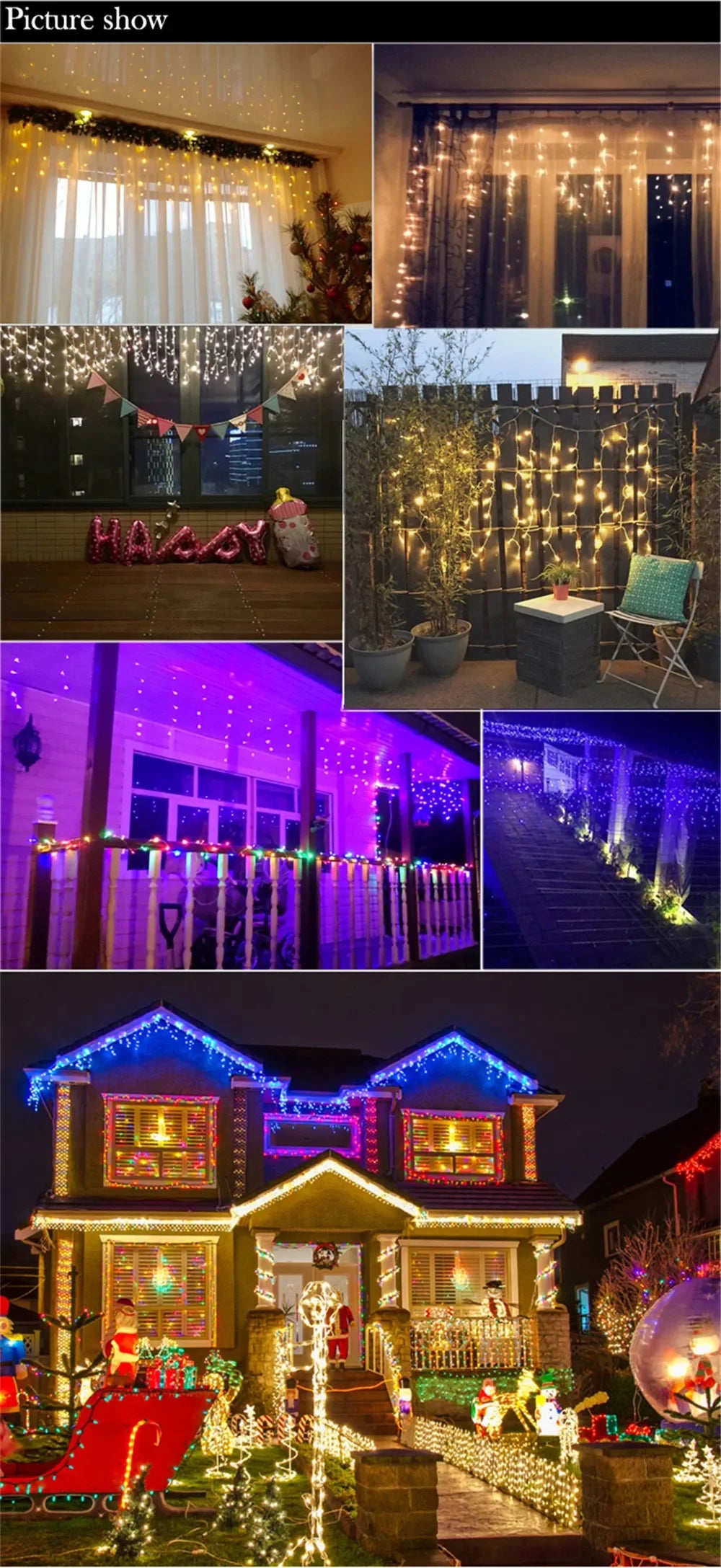 LED Icicle Christmas String Lights