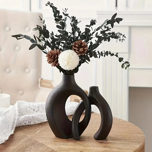 Hollow Nordic Ceramic Vase Set of 2