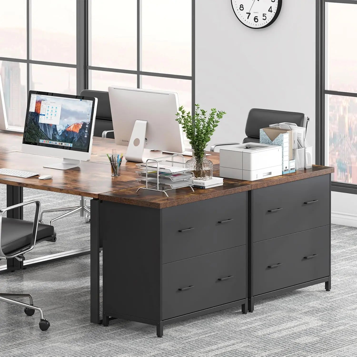 2-Drawer Lateral File Cabinet – Wood Filing Storage for A4 & Letter Size