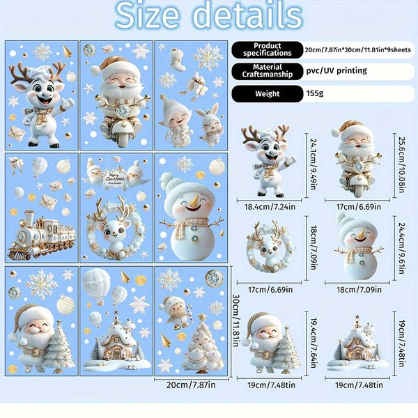 Reusable Christmas Window Stickers – 9 Sheets