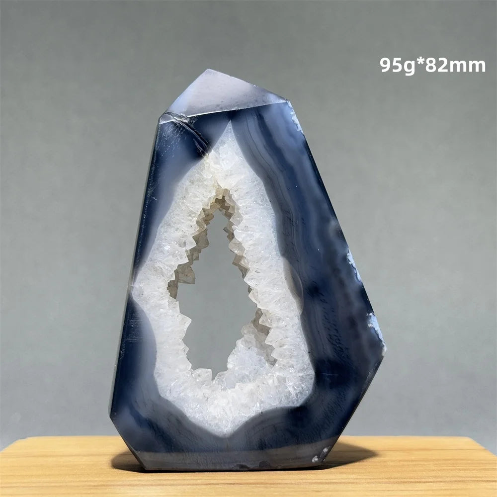Black Agate Geode Obelisk Crystal