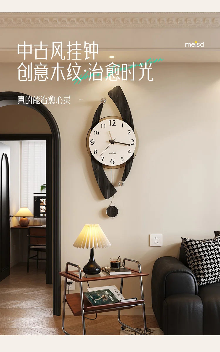 Retro Wooden Wall Clock Decor