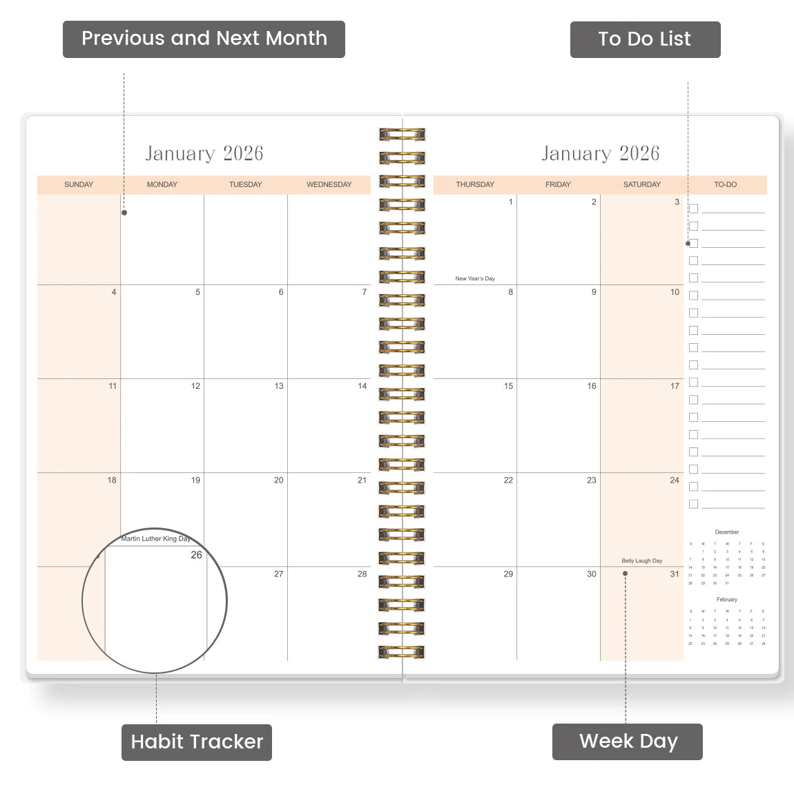 2026 A5 Monthly Planner Cloud Cover