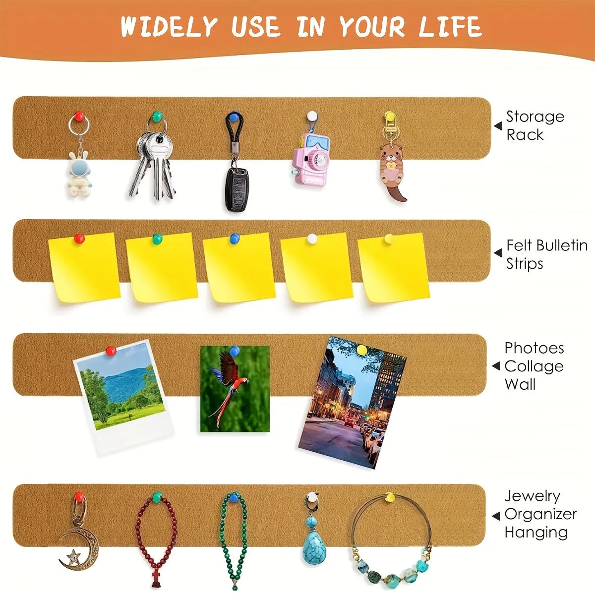Self-Adhesive Cork Board Strips