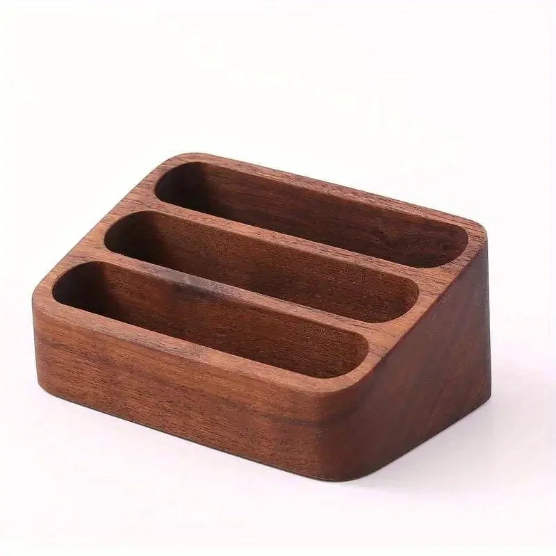Wood Business Card Holder – Desktop Organizer Stand: