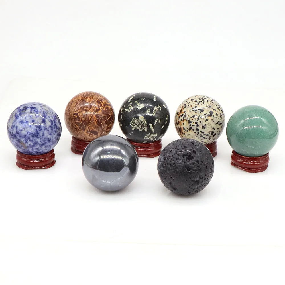 Natural Gemstone Crystal Ball with Stand