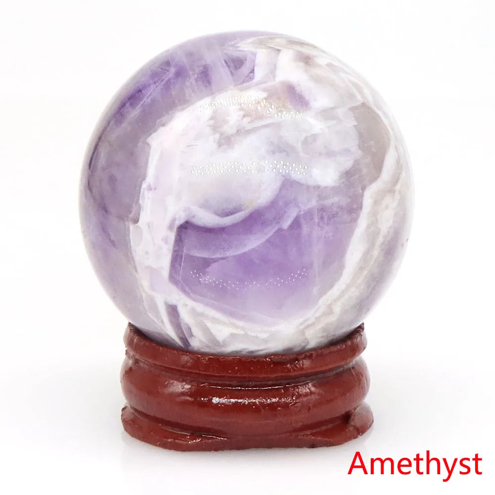 Natural Gemstone Crystal Ball with Stand
