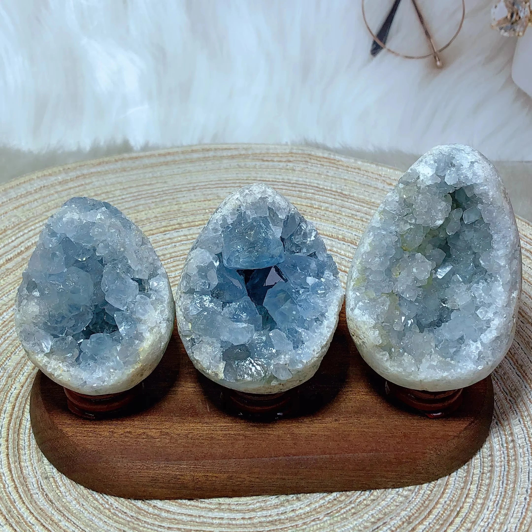 Natural Blue Celestite Crystal Egg