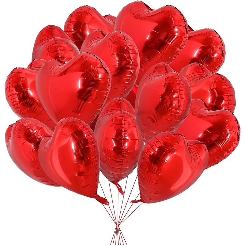 Red Heart Foil Balloons 18inch Party Decor