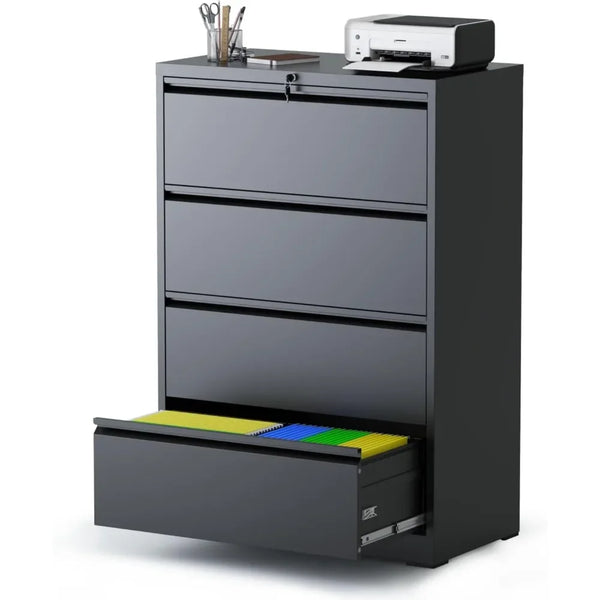 4-Drawer Metal Lateral File Cabinet with Lock
