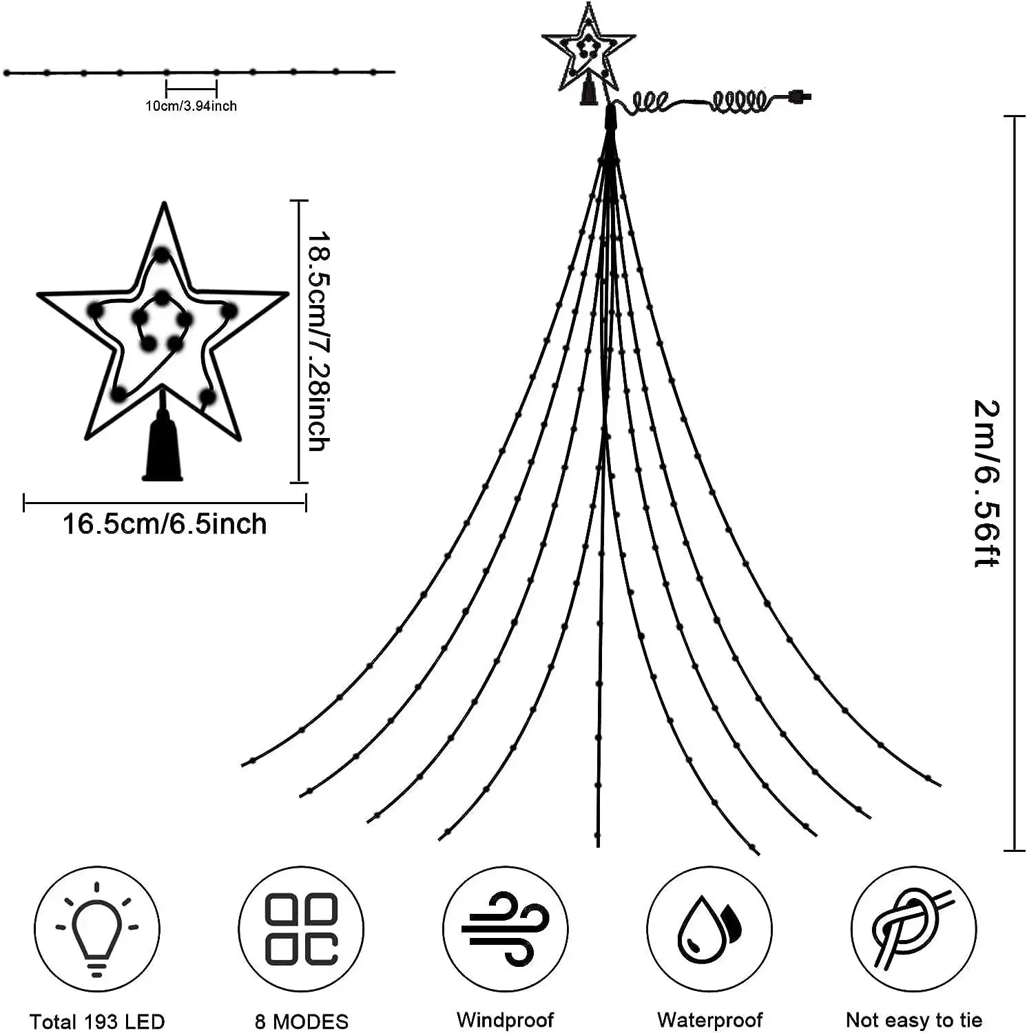 Solar Star Waterfall Fairy Lights