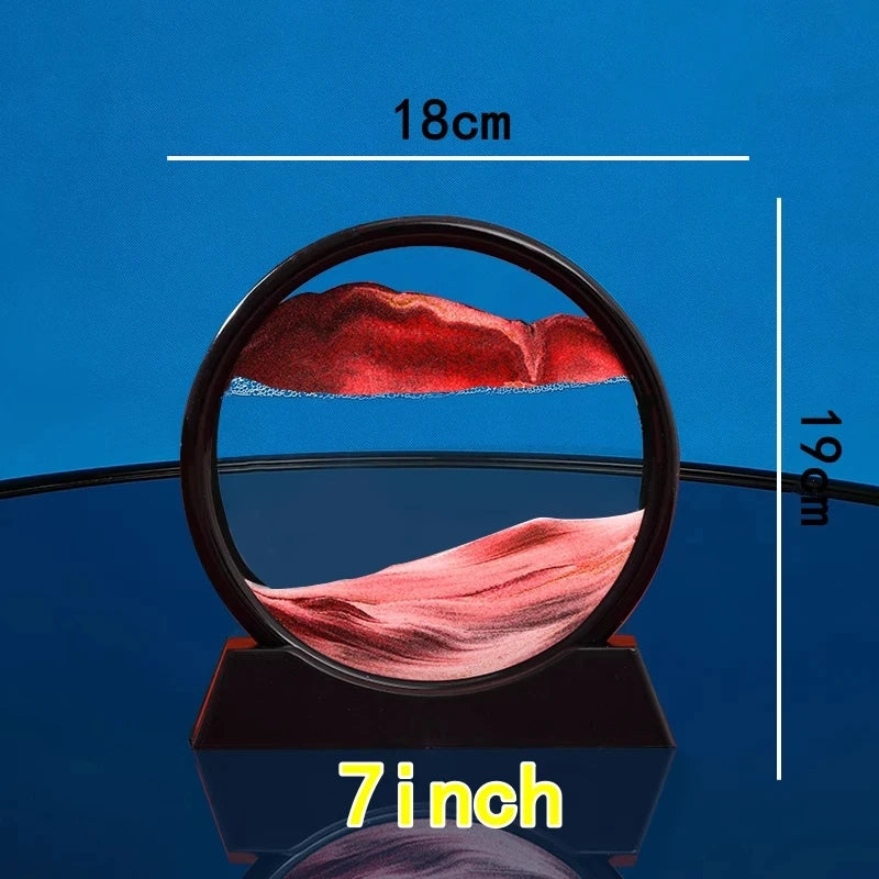 3D Moving Sand Art – Round Glass Deep Sea Sandscape Decor