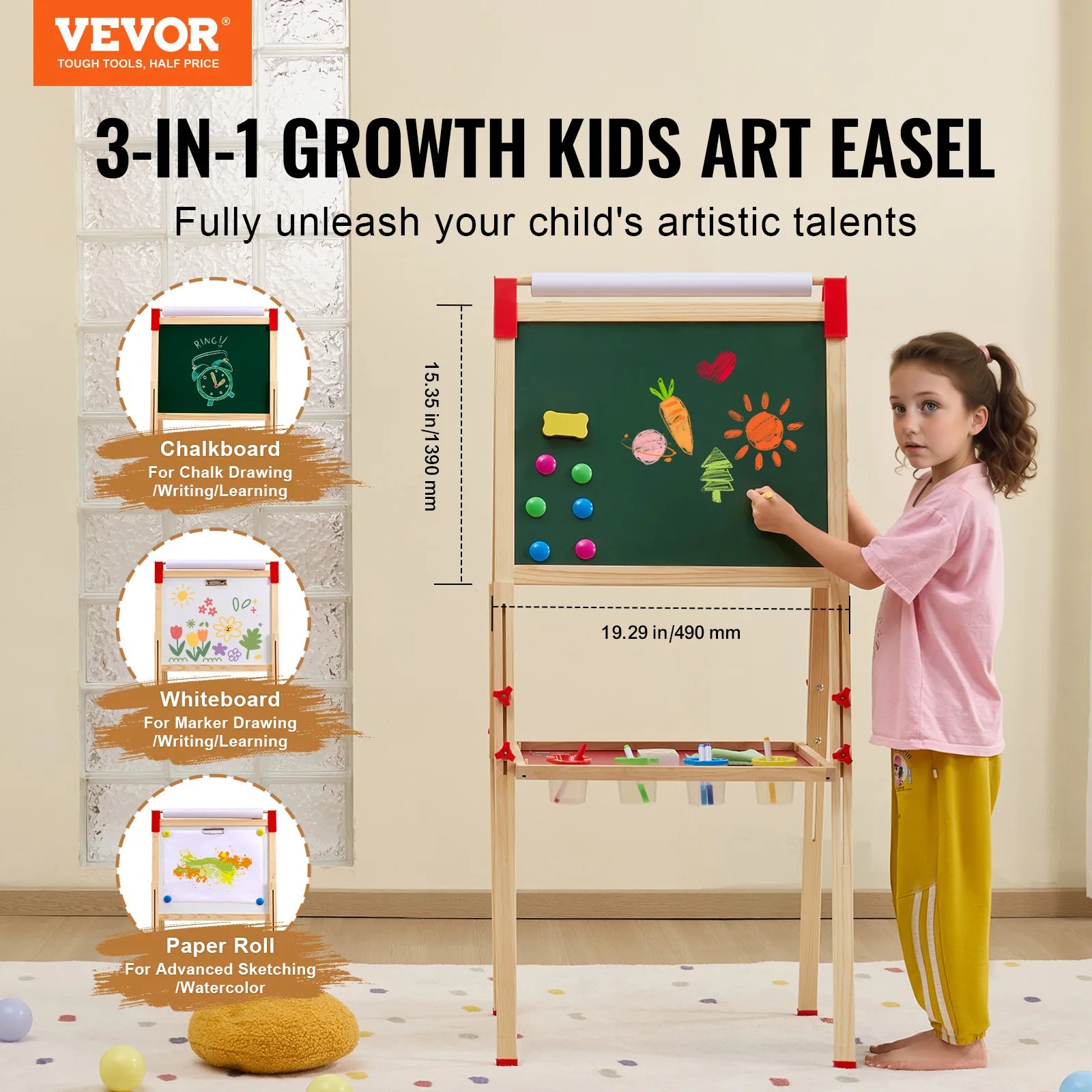 Children’s Magnetic Drawing Board & Easel: