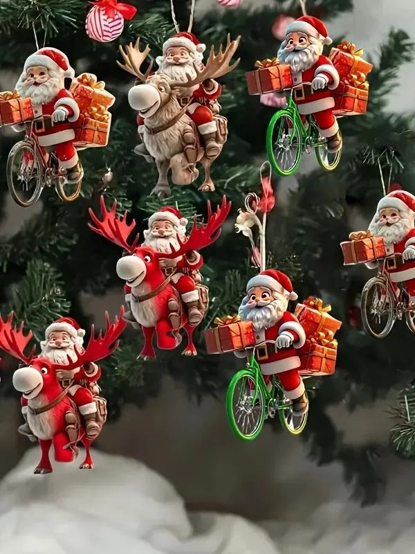 12-Piece Santa Claus Wooden Ornament Set