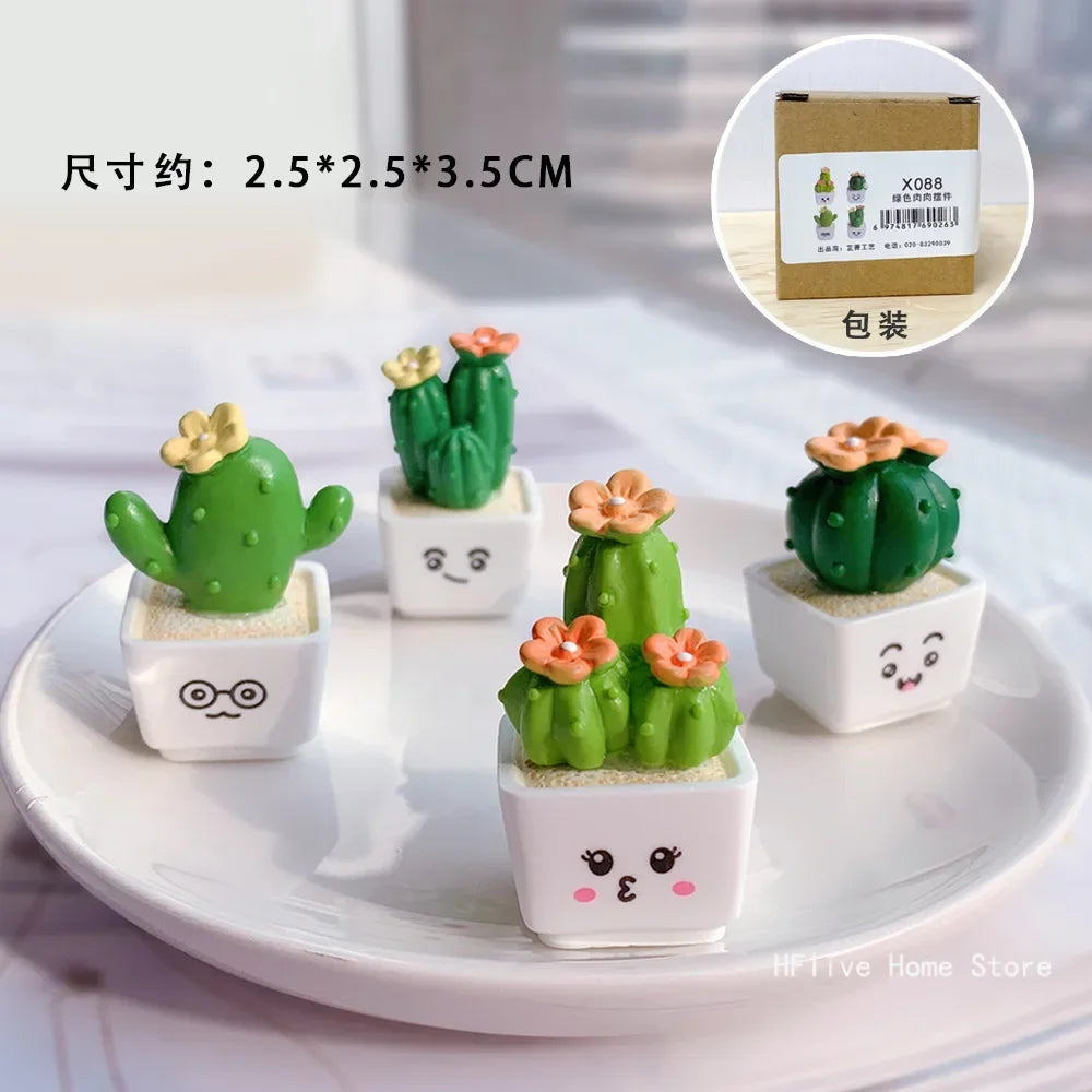 Mini Resin Cactus Set – 4pcs Succulent Plant Decor