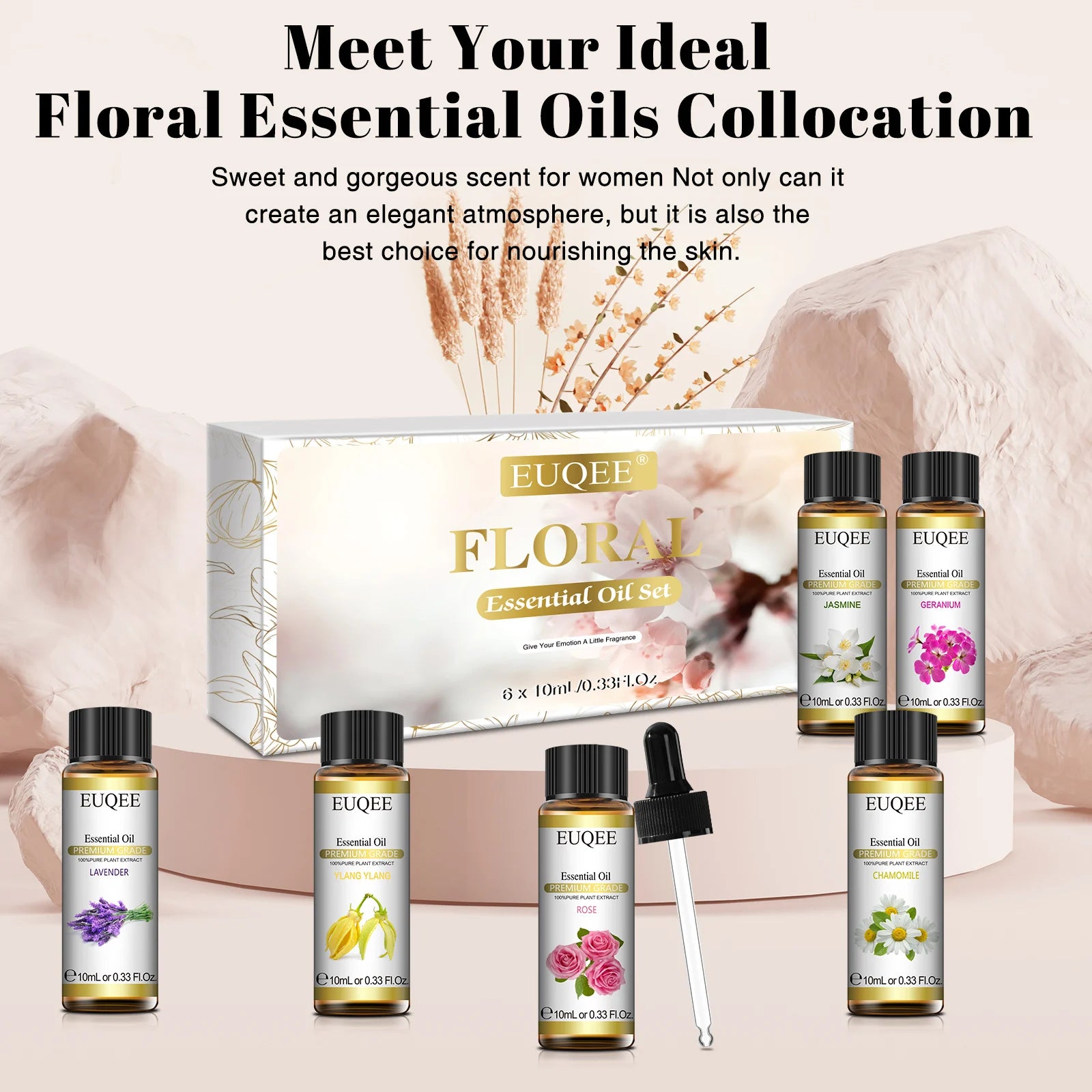 EUQEE Floral Essential Oil Set - 6 Bottles