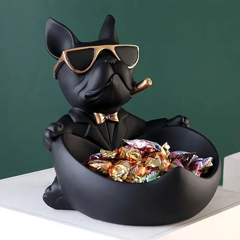Resin Dog Figurine with Storage Box, Home Décor