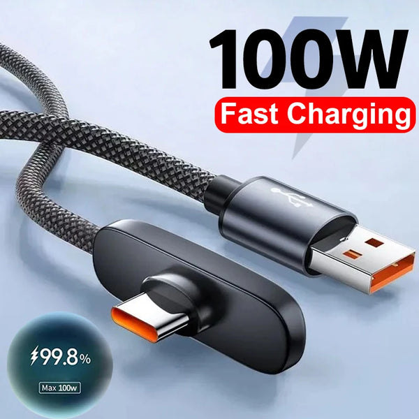 100W Right Angle Type-C Fast Charging Cable