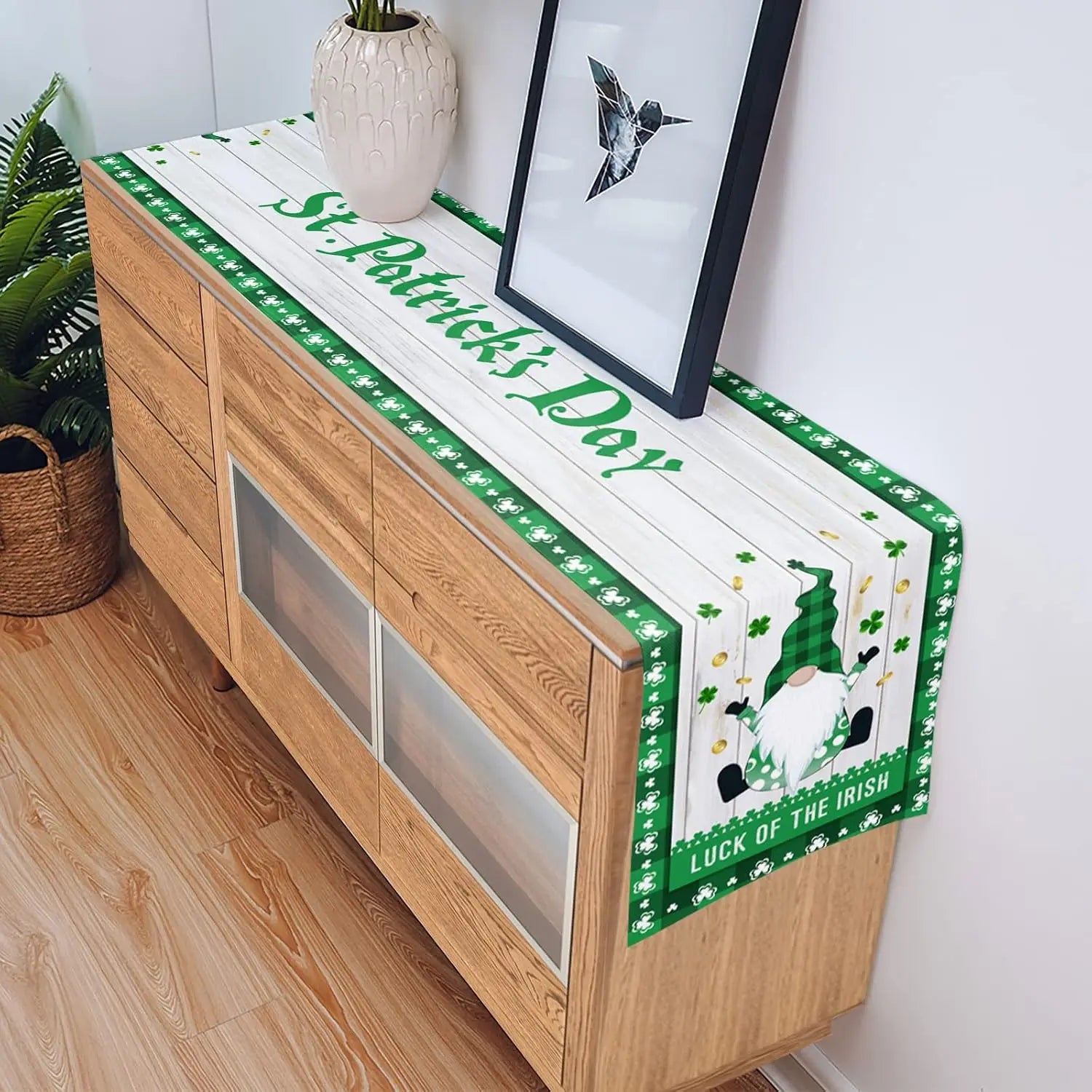 St. Patrick's Day Gnome & Clover Table Runner