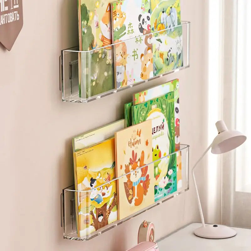 Acrylic Wall-Mount Kids Book Display Shelf