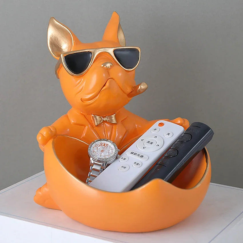 Resin Dog Figurine with Storage Box, Home Décor