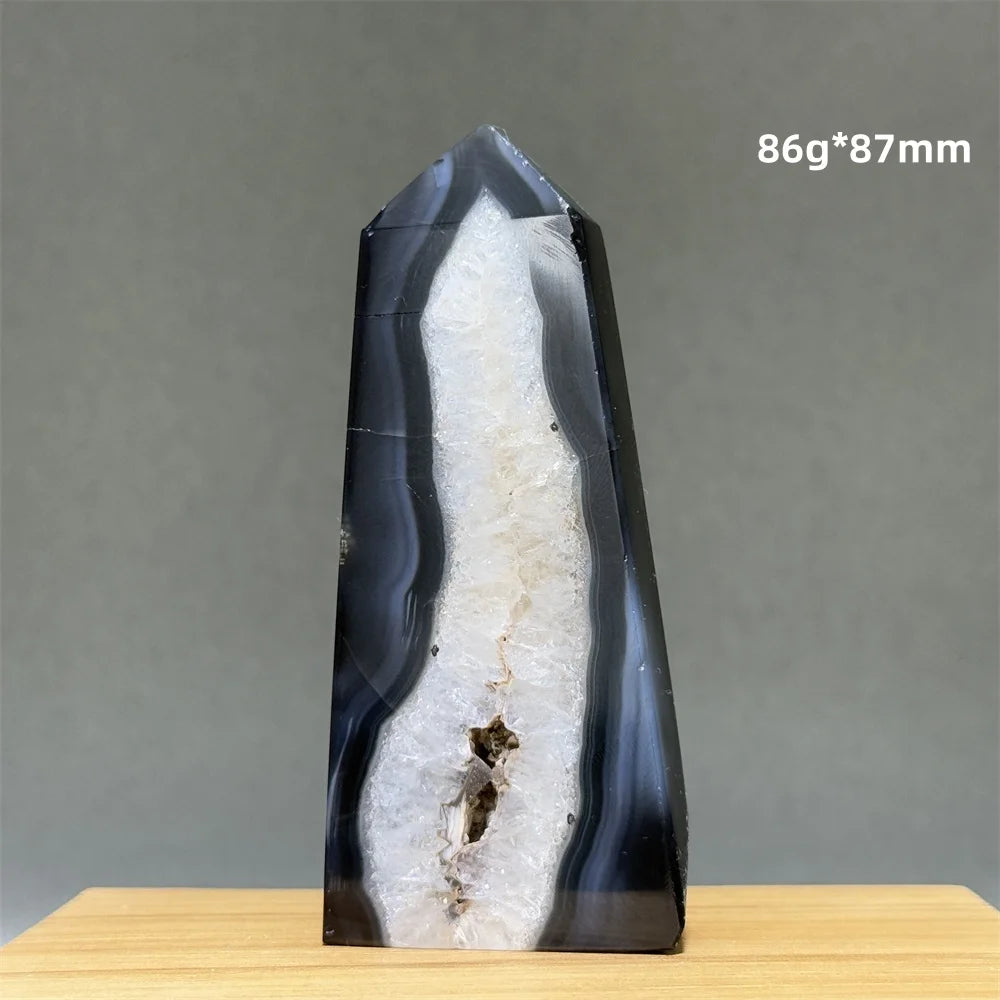 Black Agate Geode Obelisk Crystal