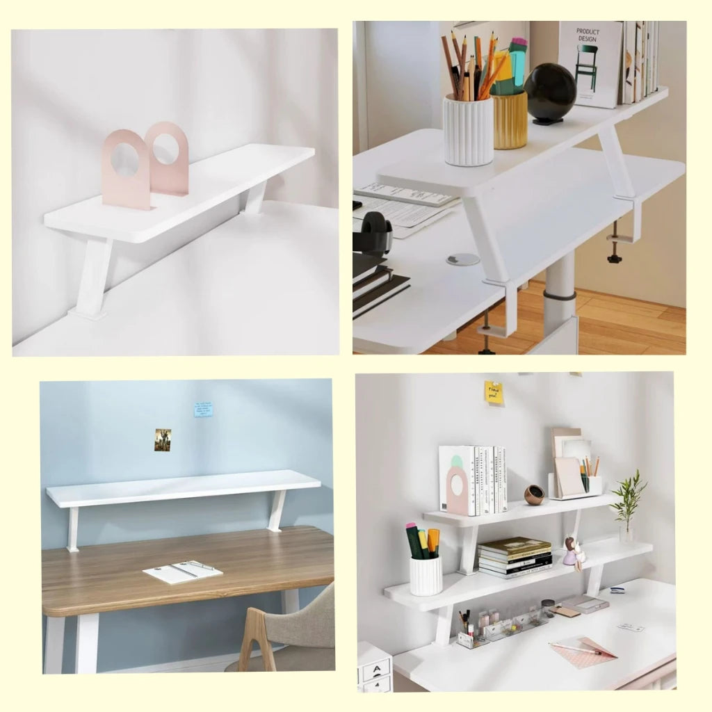 Floating Clamp-On Monitor Riser Shelf
