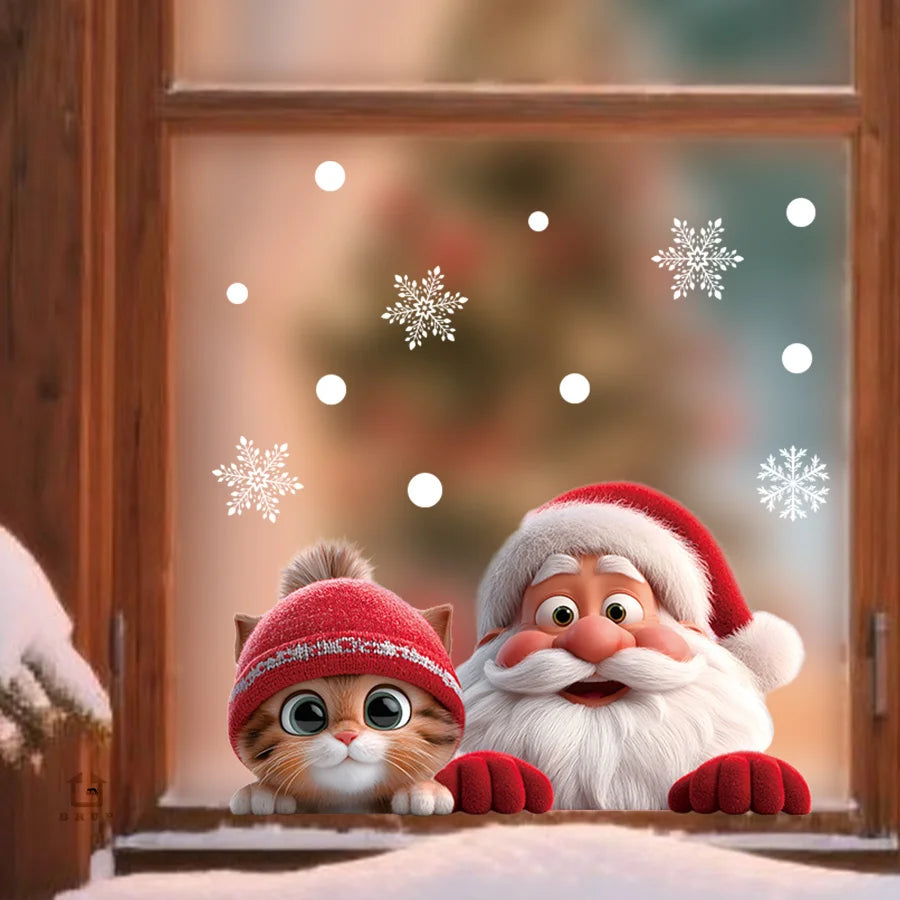 Santa Claus Window Cling Removable Glass Sticker