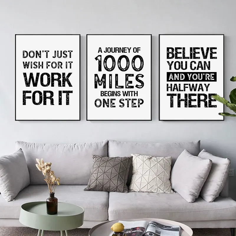 Black and White Inspirational Quote Canvas Art