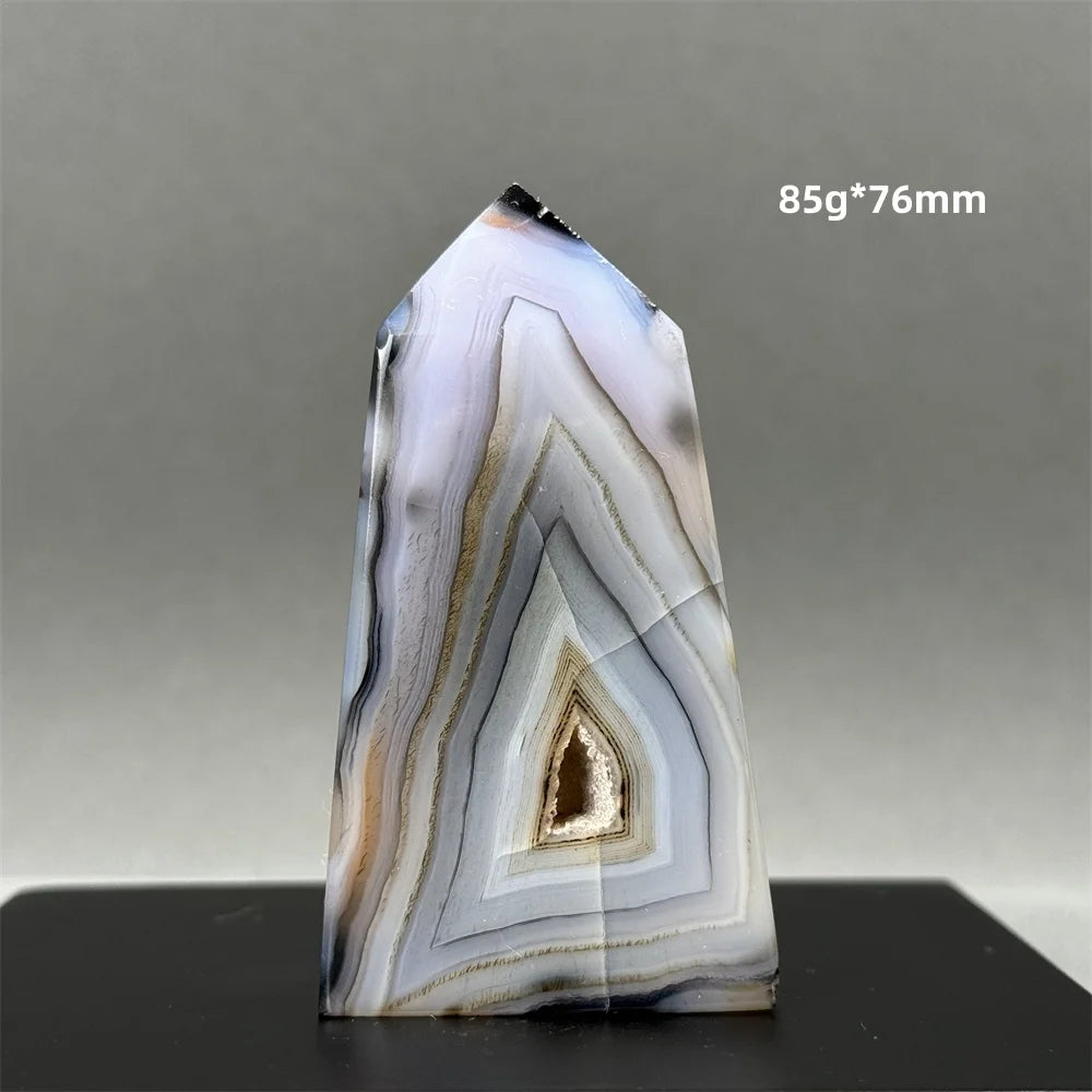 Black Agate Geode Obelisk Crystal