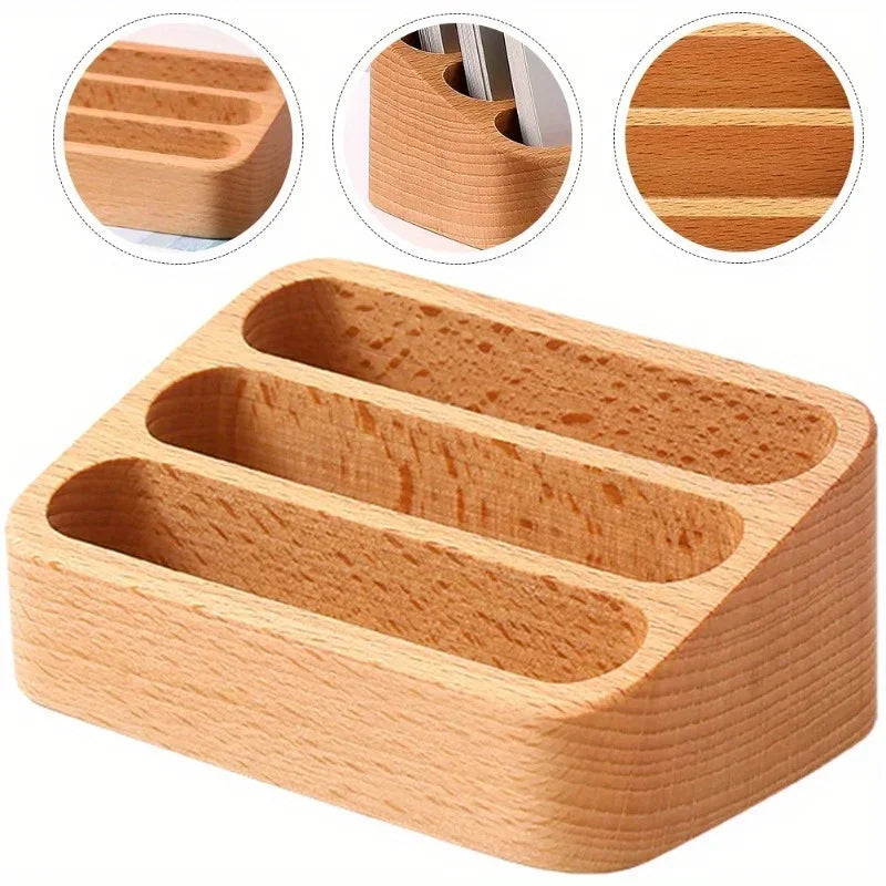 Wood Business Card Holder – Desktop Organizer Stand: