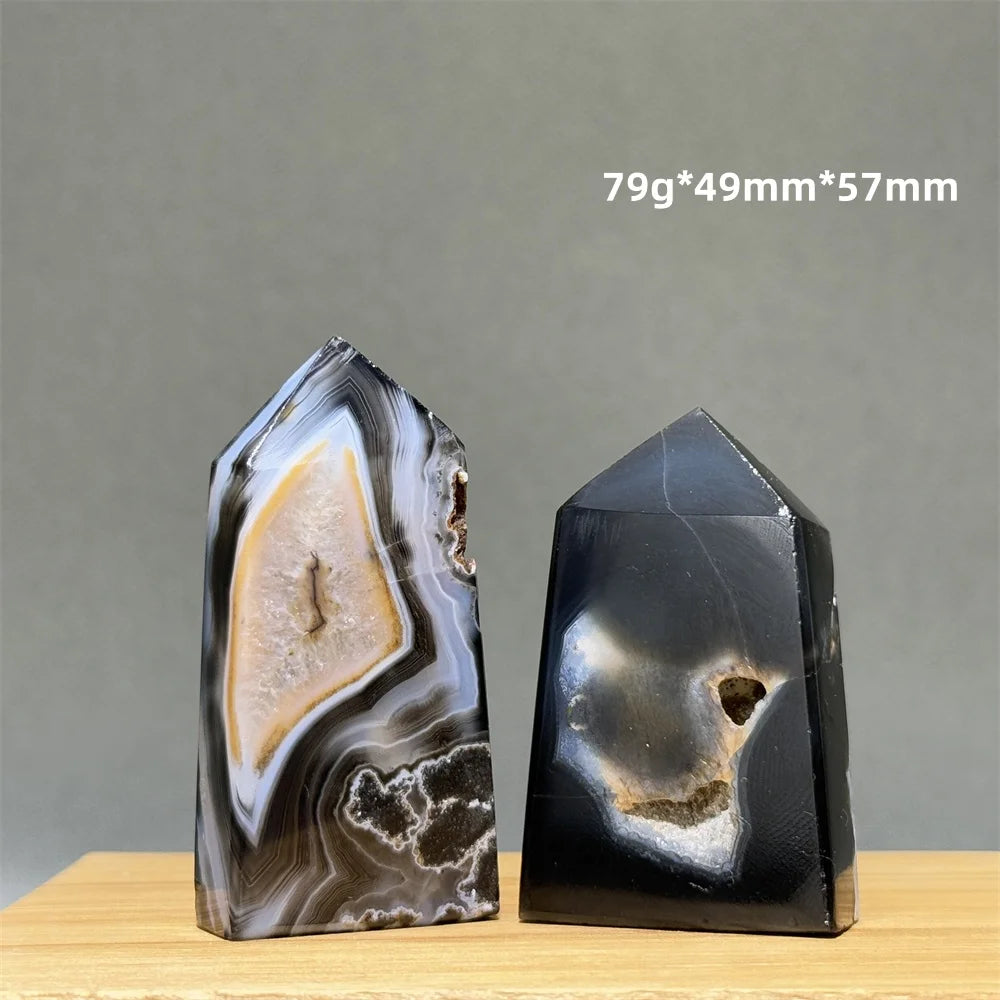 Black Agate Geode Obelisk Crystal