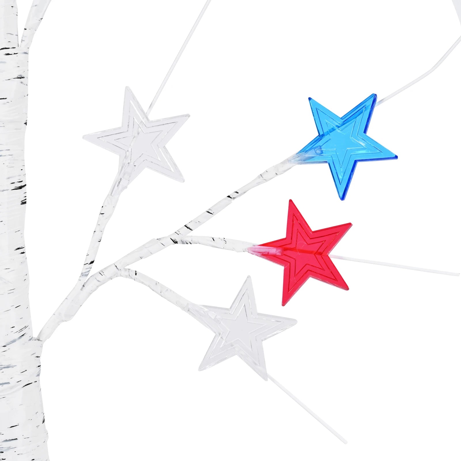 4th of July Red White Blue Star Tree Light