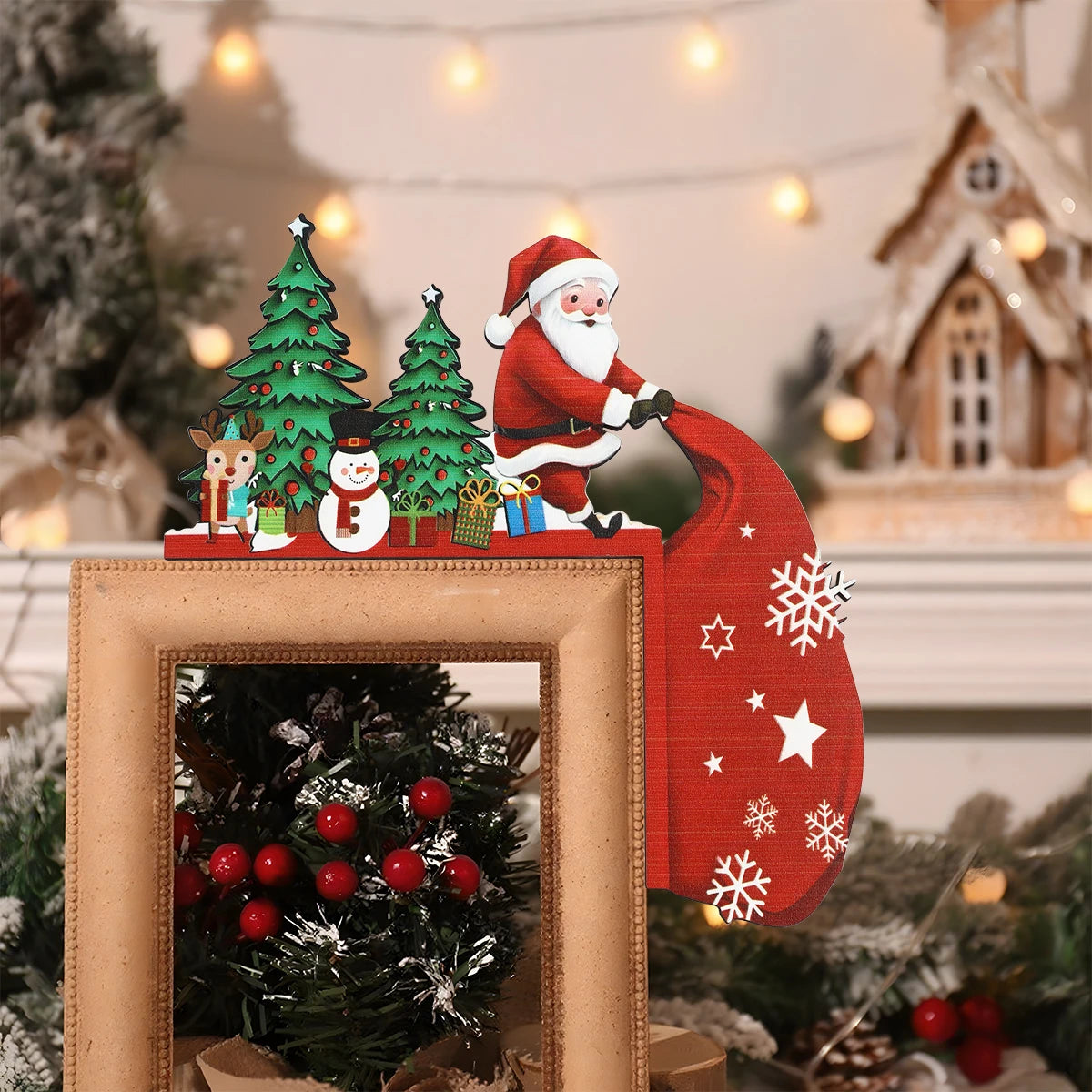 Merry Christmas Wooden Door Frame Ornament