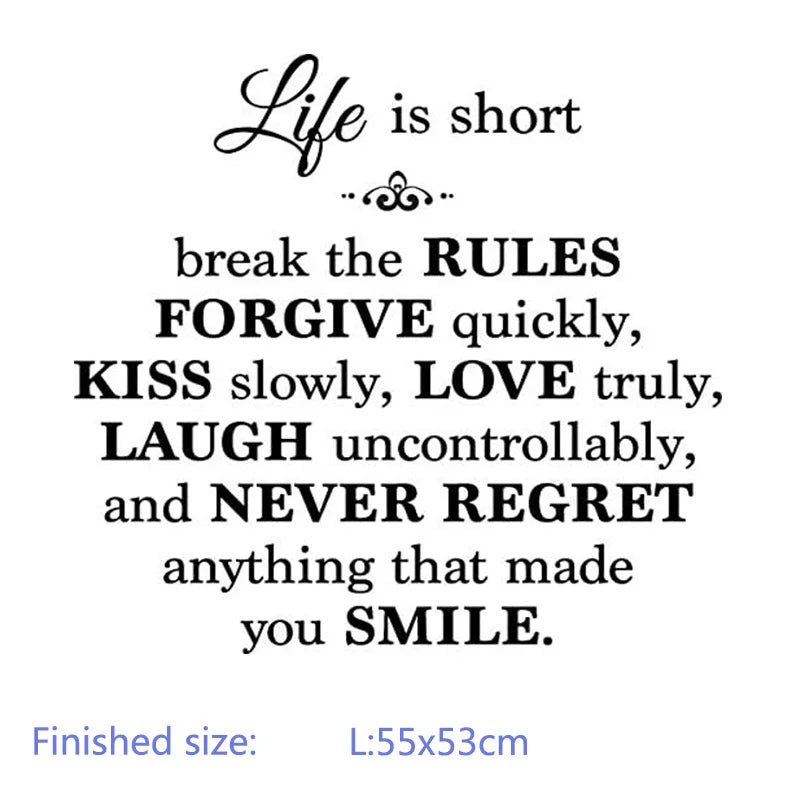 Life Is Short Quote Wall Sticker