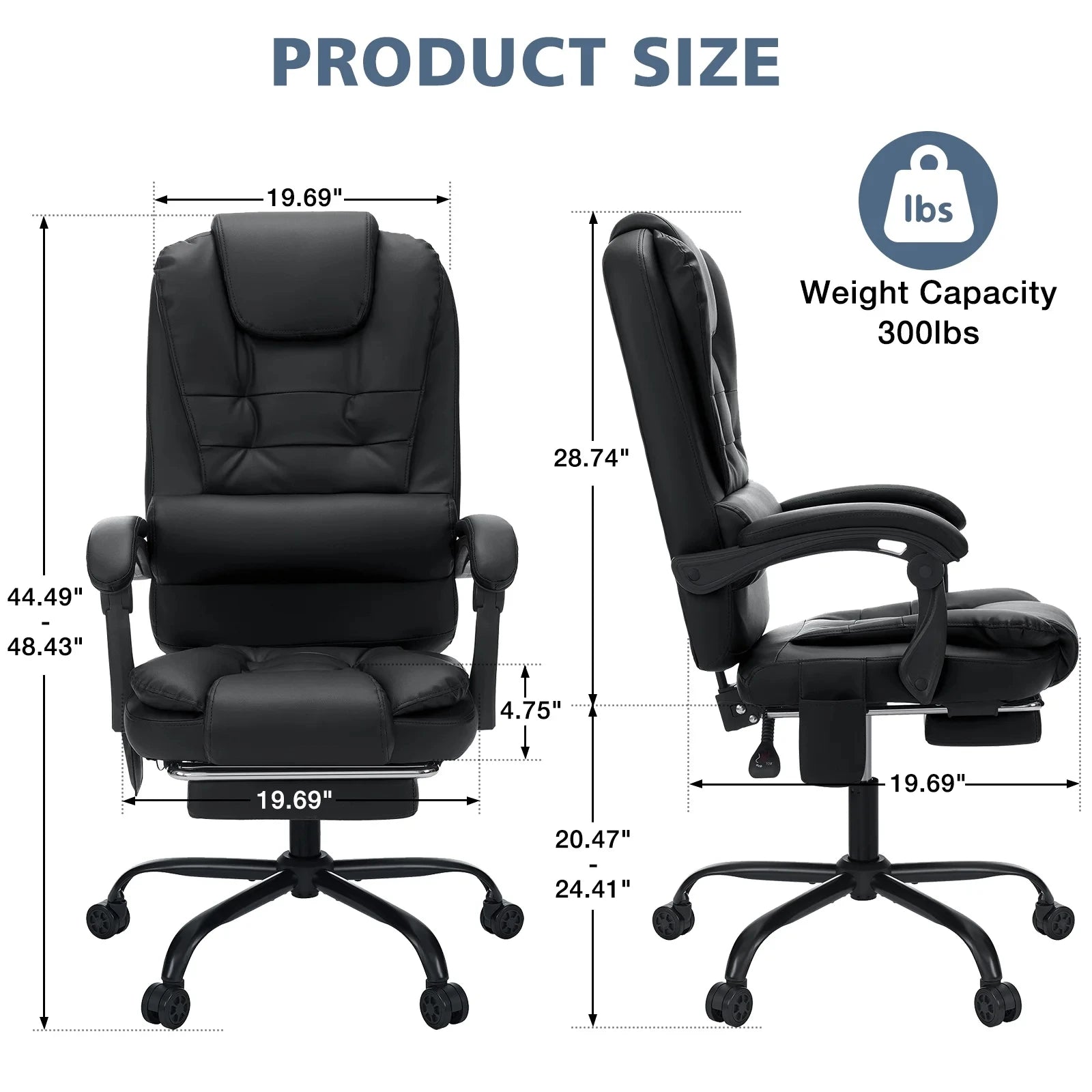 Executive Massage Office Chair – High Back with Footrest