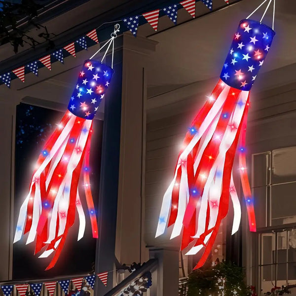 LED American Flag Windsock 2-Pack (50 Inch)