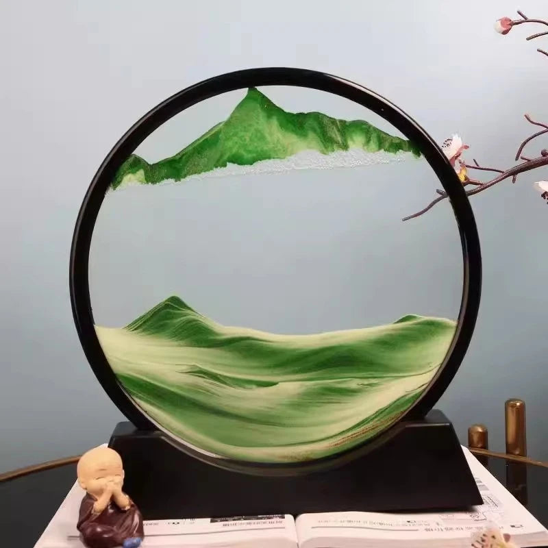 3D Moving Sand Art – Round Glass Deep Sea Sandscape Decor