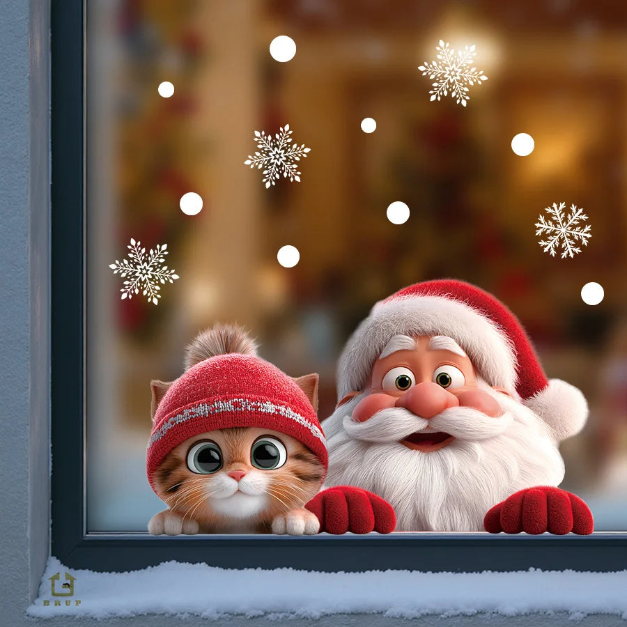 Santa Claus Window Cling Removable Glass Sticker